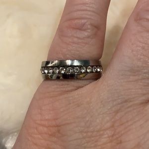 STAINLESS STEEL ring w/ Crystals NWT!!! (fits 6 1/2)